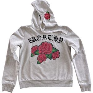 Freeze hoodie. Gray. Rose accent print. M